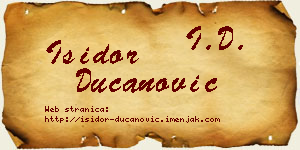 Isidor Ducanović vizit kartica